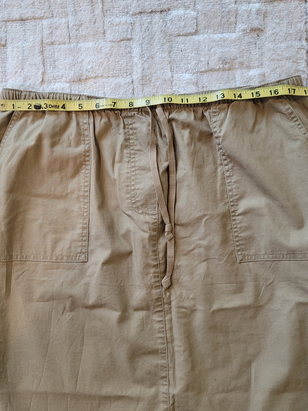 LL BEAN Drawstring Waist Skirt Tan 100% Cotton Women's Size LP - Picture 7 of 9